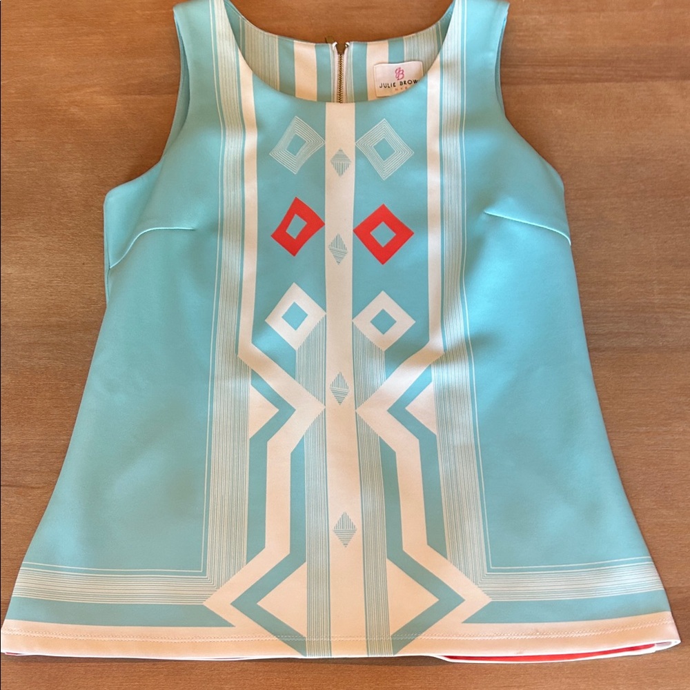JB by Julie Brown Aqua and Cream Striped Top